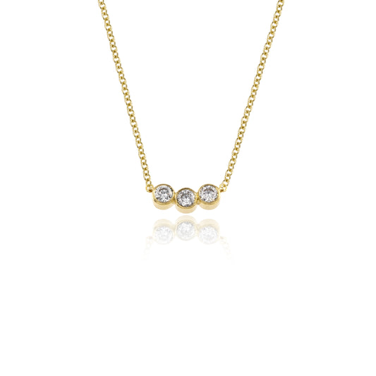 Signature Bezel-Set Triple Diamond Necklace